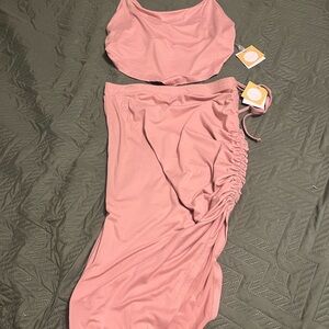 Elegant Pink Ruched Skirt